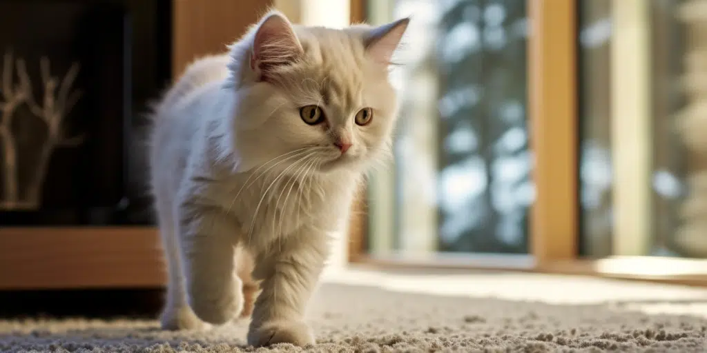 Fluffy Lambkin cat with white fur