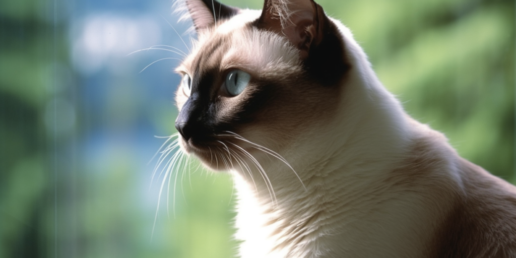 Portrait of a Siamese cat Applehead breed