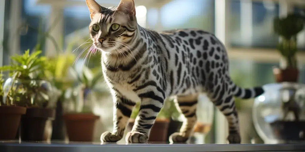 Grey Bengal Breed Standing Full Body Side Shoot