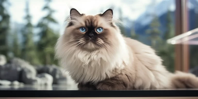 Himalayan cat with beautiful blue eyes