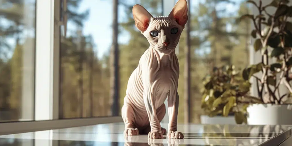 Sphynx Breed Sitting Looking At Camera