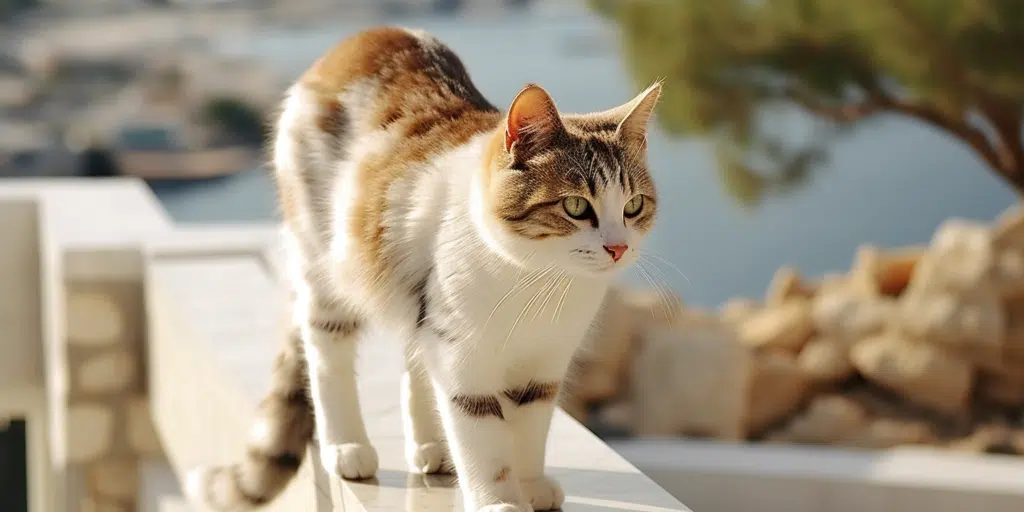 Aegean cat basking in the warm sunlight