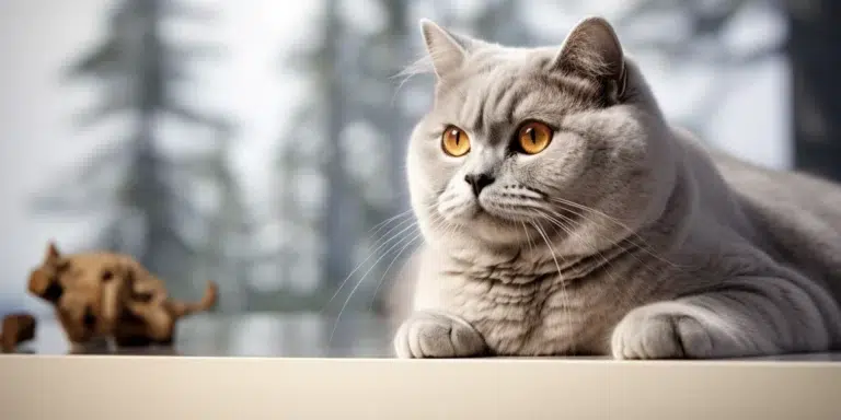 Beautiful British shorthair breed with orange eyes