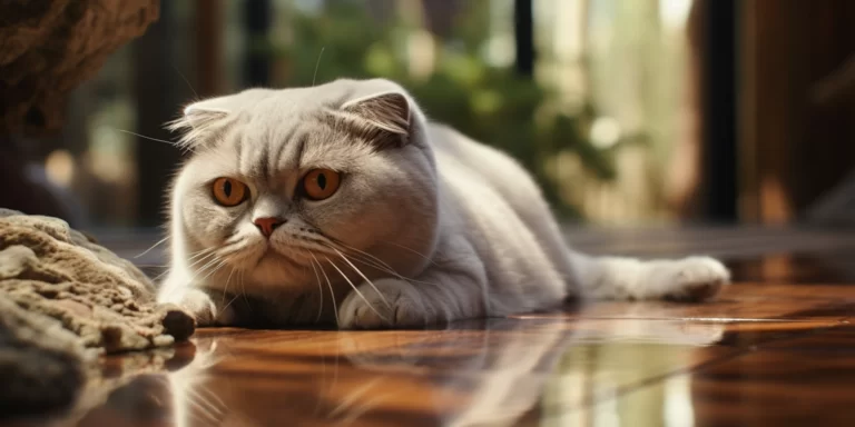 Beautiful Scottish fold cat laying