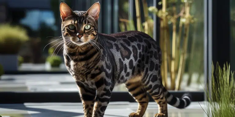 Bengal cat with beautiful brown charcoal fur