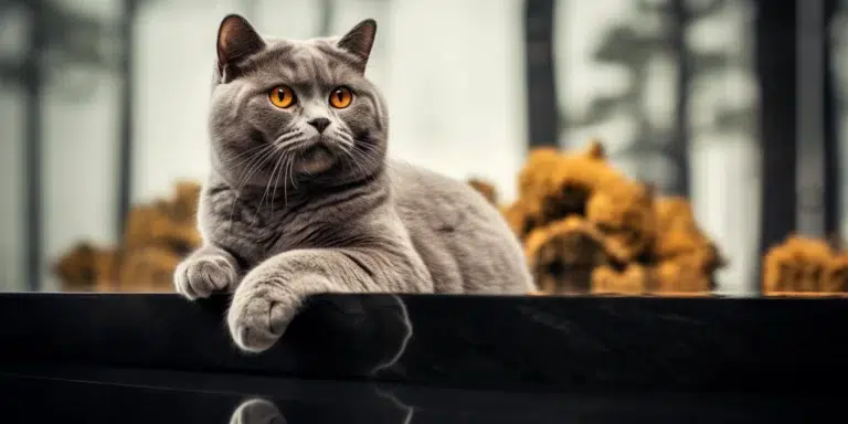 British shorthair sitting near window