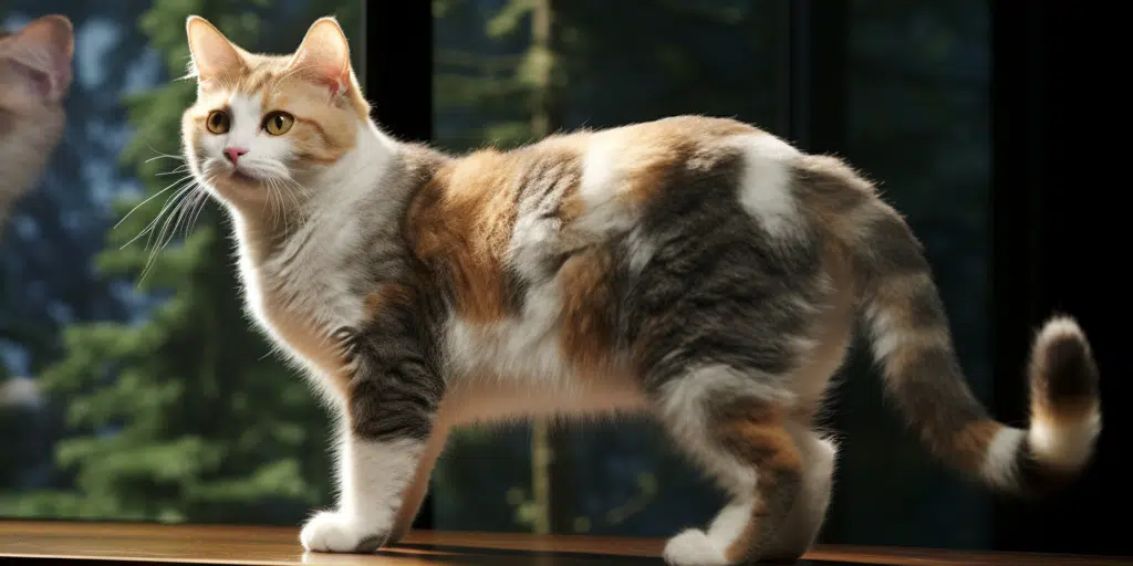 Adult American Wirehair cat profile view