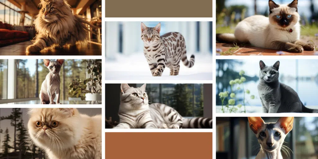 a collage of Cool Cat Breeds
