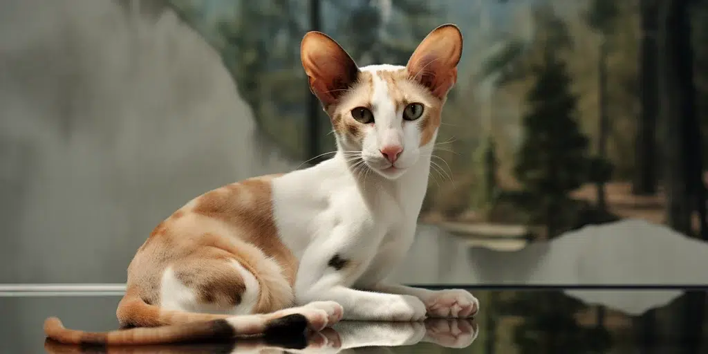 Cute oriental shorthair cat posing