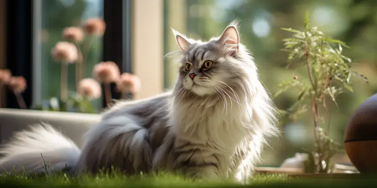 Elegant British longhair cat posing for a portrait