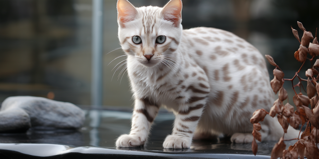 Playful Bengal kittens with snow lynx markings