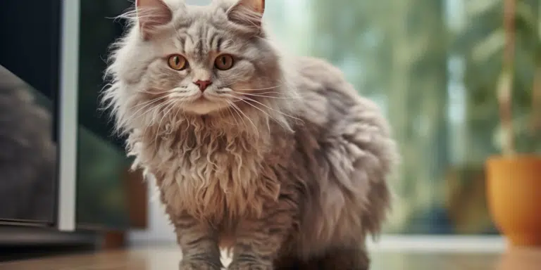 Beautiful long-haired Selkirk Rex cat pet