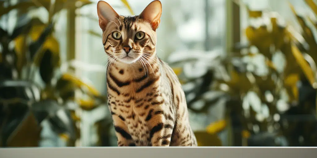 Active Ocicat cat with muscular structure