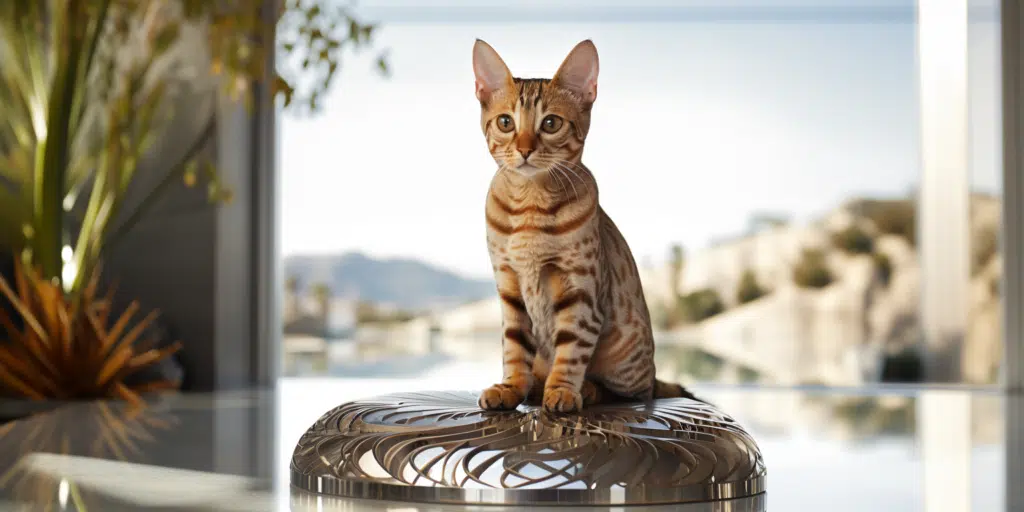 Spotted Ocicat domestic cat kitten posing