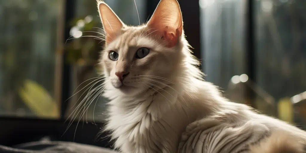 Oriental longhair cat with green eyes