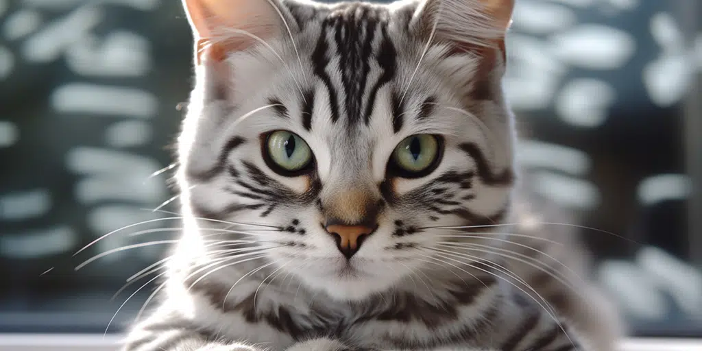 Playful silver Bengal kitten looking directly at the camera