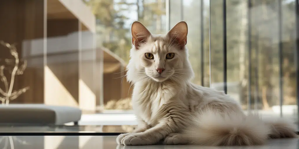 Purebred oriental longhair cat posing elegantly