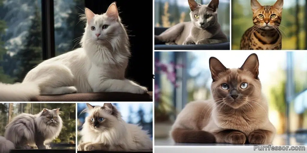 a collage of different Asian cat breeds originated from Asia