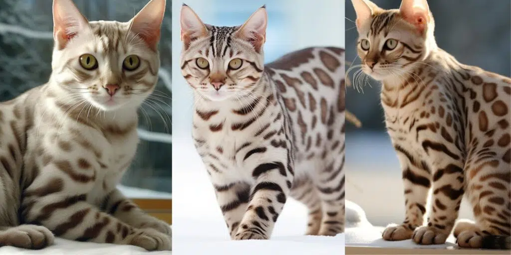 Types of Snow Bengal cat breed - all 3 types of Snow Bengal in one picture