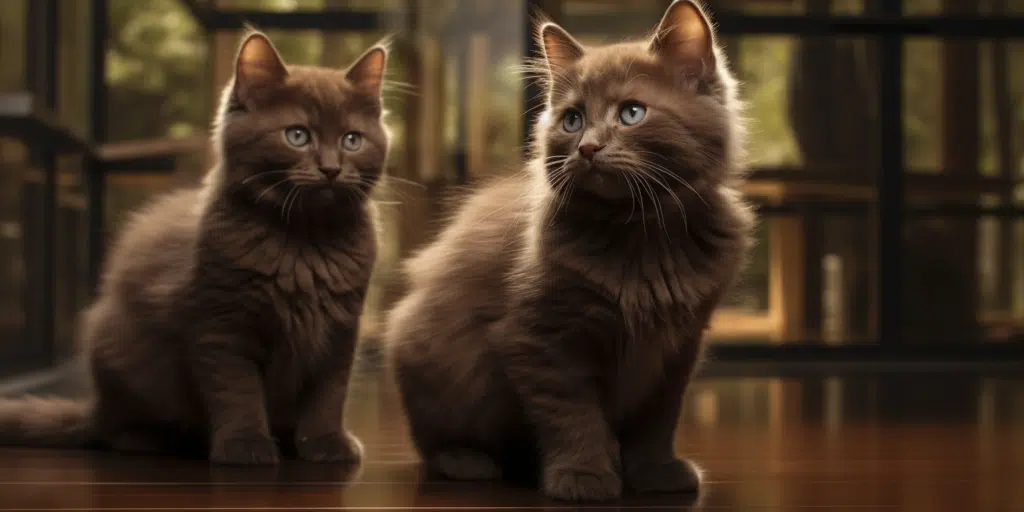 York Chocolate kittens with fluffy fur