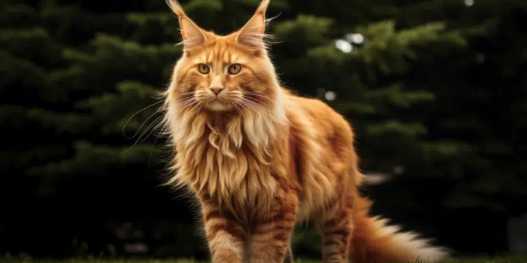 Adorable Maine Coon with lush orange fur