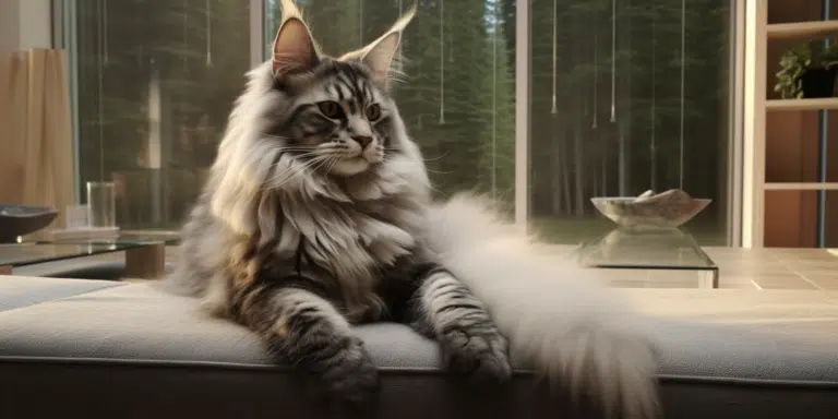 Beautiful Silver Maine Coon with piercing eyes