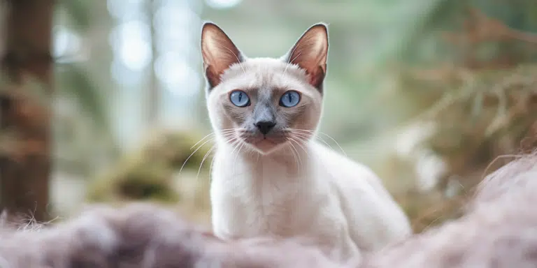 HD image capturing Lilac Point Siamese's long whiskers