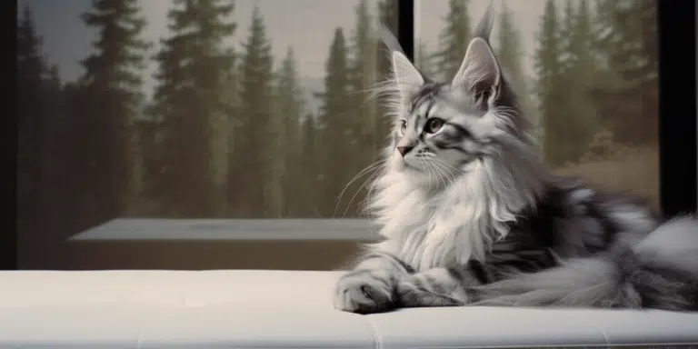 Silver Maine Coon kitten being playful