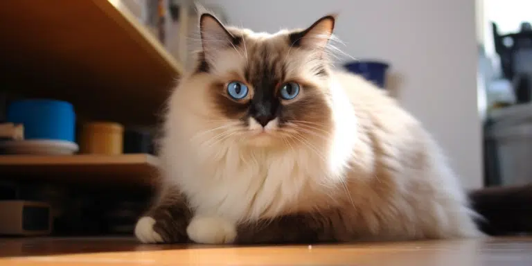 Elegant Female Seal Mitted Ragdoll Cat Posing