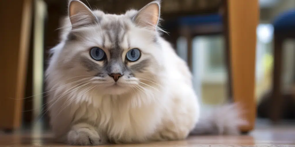 Close-up of a Lynx Point Ragdoll Cat's Face